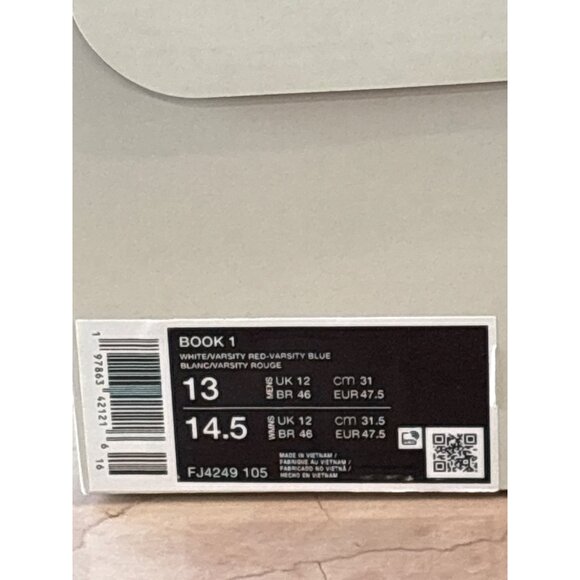 Nike Book 1 Forest Gump Cortez Sneakers White Varsity Red 13 New in Box Shoes - Picture 14 of 16